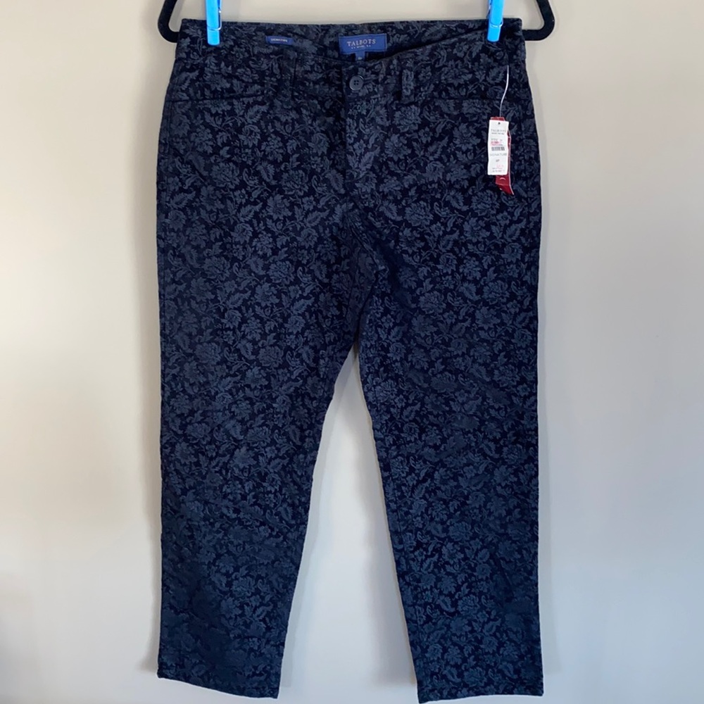 NWT - Talbots Petites Signature Flower Black Jeans